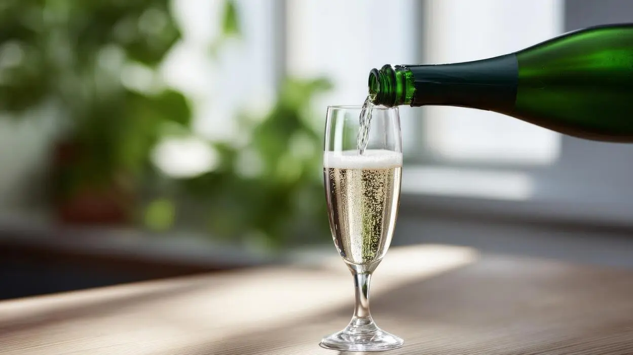 Pouring sparkling wine at the bar